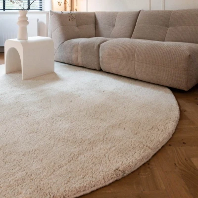 Afbeelding van Rond Berber Vloerkleed Ivoor wit Nador Interieur05