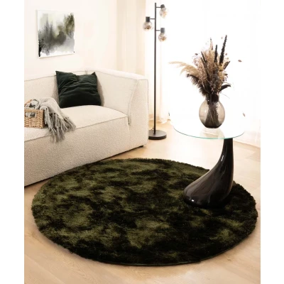Afbeelding van Rond Shaggy Tapijt/Vloerkleed Spark Olijfgroen 300 Cm