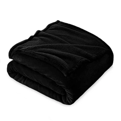 Afbeelding van Fleece Deken, Deken Tweepersoons 210 x 240 cm, Kinderflanel Bed Super Zacht Zwart