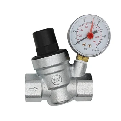 Afbeelding van Messing water drukverminderaar met manometer waterdrukregelaar reduceerventiel drukregelaar drukregelventiel aansluiting 1/2 3/4 chroom (3/4 inch)