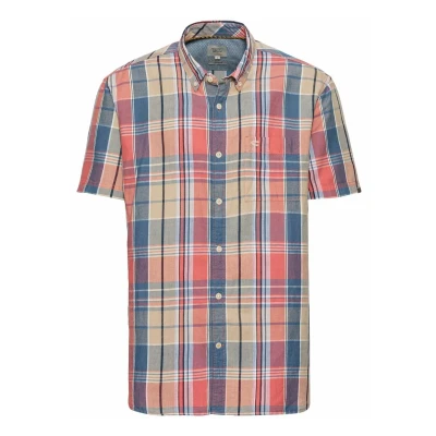 Afbeelding van camel active Geruite overhemd gemaakt van linnen mix Maat menswear S Rood Blauw