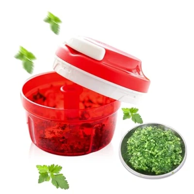 Afbeelding van Uiensnijder, handmatige uienhakmolen, handmatig: TOATELU 300 ml multi hakmolen, uienhakmolen met trekkoord, multihakmolen, knoflookhakker, universele hak, keukenaccessoires