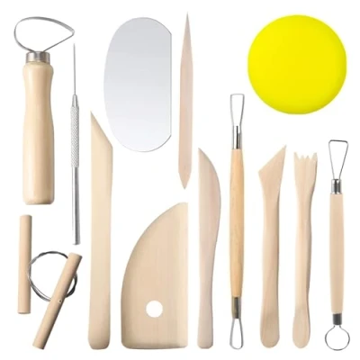 Afbeelding van Lahviuu Modelleergereedschap, 13 stuks, pottenbakkersgereedschap, snijgereedschap, klei, keramiek, sculpting, gereedschap, pottenbakkerij, modelleerklei, doe het zelf kunstenaar