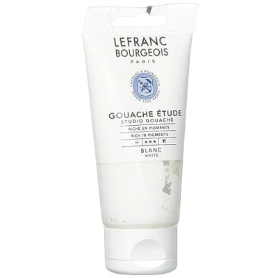 Afbeelding van Lefranc Bourgeois 301242 Study Gouache sterke, lichtechte, dekkende kleuren in de 80ml tube White