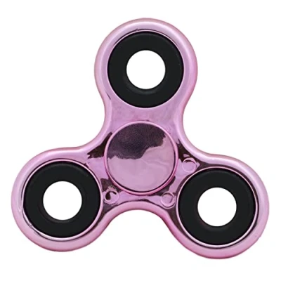 Afbeelding van Toyland® Fidget Hand Spinner Stress en angstverlichting Diverse kleuren (metallic babyroze zwarte ringen)