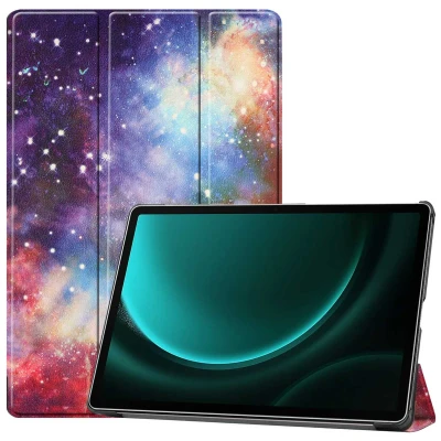 Afbeelding van Samsung Galaxy Tab S9 FE Plus Hoes: iMoshion Design Trifold Bookcase Space Kunstleder Tablet Hoezen