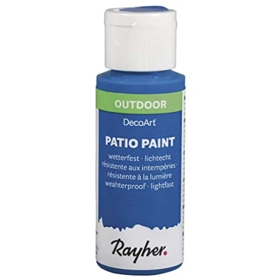 Afbeelding van Rayher 38610374 Patio Paint, azuurblauw, fles 59 ml, weerbestendige acrylverf voor buiten, lichtecht, verf binnen en outdoorverf