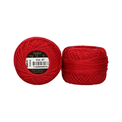 Afbeelding van Anchor 4591008 00047 borduurgaren, 100% katoen, kersenrood, dikte 8, 82 m, 16 gram