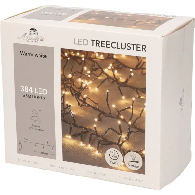 Afbeelding van 1x Clusterverlichting met timer en dimmer 384 leds warm wit 5 m Kerstverlichting kerstboom