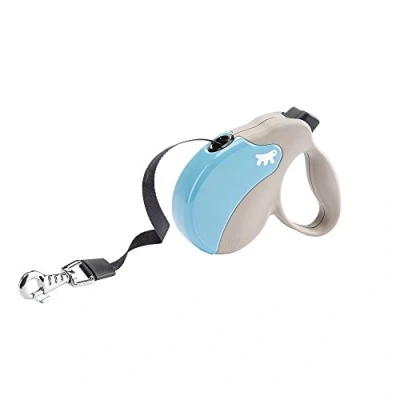Afbeelding van Ferplast Uitschuifbare hondenriem AMIGO MINI, riem voor kleine honden tot 12 kg, max. band 3 m. Enkele vergrendel en ontgrendelingsknop, beige, lichtblauwe kap