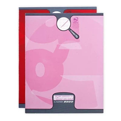 Afbeelding van Calligraphe 108707C Set van 20 Rose Geniet Schriften 17x22 cm 32 Dubble gelijnd Pagina&#039;s met 2mm verticale tussenruimt 90g Papier Offset karton kaft Merk Clairefontaine