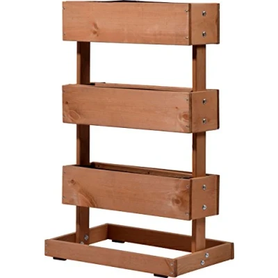 Afbeelding van dobar® 58525e verticaal bloembed met drie niveaus, verhoogd 3 plantenbakken, bed voor tuin/terras/balkon, bloementrap inclusief plantenfolie, 49,5 x 30 78 cm, bruin
