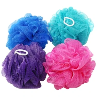 Afbeelding van COM FOUR® 4x douchespons badspons in prachtige kleuren wasspons voor de douche massagespons douchestok [kleurkeuze varieert!] (04 stuks)