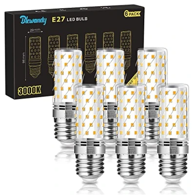 Afbeelding van Ledlamp, E27, warm wit, 12 W, komt overeen met 100 gloeilamp, 1200 lm, 3000 K, Edison schroeflamp, stralingshoek 360 graden, 220 240 V, flikkervrij, 6 stuks