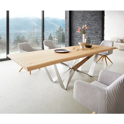 Afbeelding van Eetkamertafel Edge eiken natuur 260x100 Spider staal roestvrij Live