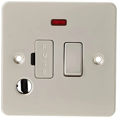 Afbeelding van Knightsbridge FP6300FPL FPAV6300FPAVL platte plaat 13A geschakelde gesmolten sporeneenheid met neon en flex outlet parel