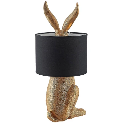 Afbeelding van Lindby Tafellamp 1licht stof, polyresin, ijzer H: 57 cm E27 zwart, goud