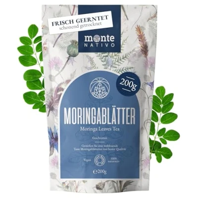 Afbeelding van Moringathee Monte Nativo (200 g) 100 % puur en natuurlijk zonder toevoegingen Moringa als kruidenthee of theecadeau Aromatische ayurvedische Vruchtenthee Warm ijsthee
