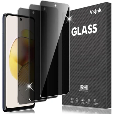 Afbeelding van Vsjnk Privacy Displaybeschermfolie compatibel met Motorola Moto G73 gehard glas, anti vingerafdruk, krasbestendig, hardheid 9H, luchtbelvrij, hoog reactievermogen.