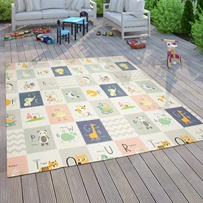 Afbeelding van Speelkleed Kruipkleed Kinderen Kleed Opvouwbaar Afwasbaar Omkeerbaar Dier Motief, Maat:180x200 cm, Kleur:Wit