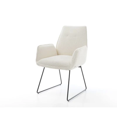 Afbeelding van Armleunstoel Zoa Flex slipframe zwart bouclé wit