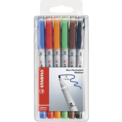 Afbeelding van Overheadstift STABILO OHPen universal wateroplosbaar medium 6 stuks met verschillende kleuren
