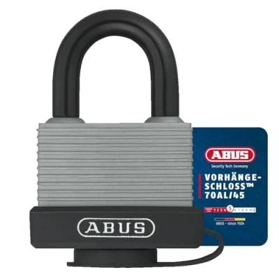 Afbeelding van Abus 50876 508769 70AL/45 hangslot messing 45 mm met aluminium beugel en speciale bescherming grijs 0038813
