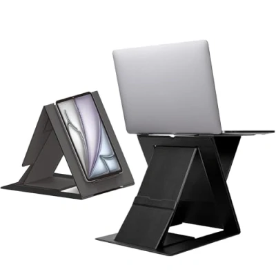 Afbeelding van MOFT Z Laptopstandaard voor bureau, slanke verstelbare laptopverhoger, opvouwbare laptophouder, 4 zitmodi, compatibel met de meeste laptops tot 17 inch, belastbaar 10 kg (zwart)