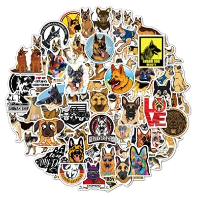 Afbeelding van Duitse herdershond stickers, waterdicht vinyl herder hond sticker voor laptop waterfles skateboard fiets helm gitaar reiskoffer bagage meubels scrapbook telefoonhoes [100 stuks)
