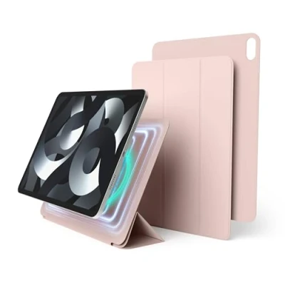 Afbeelding van elago Magnetische Folio Geval voor iPad Air 10.9 inch 5e,4e Gen. Achterplaat kan aan Metaalmaterialen Worden Vastgemaakt,Compatibel met Apple Pencil en elago&#039;s Case, Slank Ontwerp (Roze)