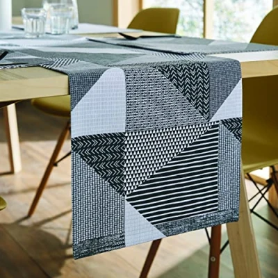 Afbeelding van Catherine Lansfield Dining Larsson Geo Katoen 33x220 cm Tafelloper Grijs
