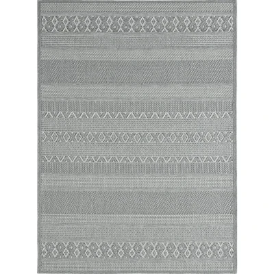 Afbeelding van Vloerkleed voor buiten of balkon en terras In grijs 140 x 200 cm Tapijt geschikt Outdoor Rechthoekig Weer UV bestendig Tuintapijt Buitentapijt CALGARY kleed by The Carpet