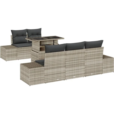 Afbeelding van vidaXL Tuin Sofa Set van 6 Beige Rattan en Polyester