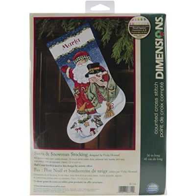Afbeelding van Dimensions Getelde kruisstickset, Santa and Snowman