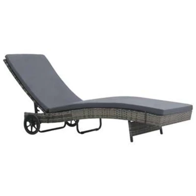 Afbeelding van Ligbed met wielen en kussen poly rattan antraciet