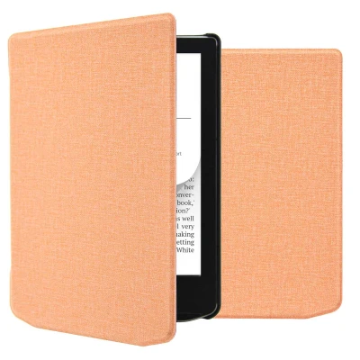 Afbeelding van Vivlio Light HD Hoes: iMoshion Canvas Sleepcover Bookcase zonder stand Peach Kunstleder E Reader Hoezen