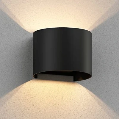 Afbeelding van ledscom.de wandlamp RUNEL voor buiten, IP65, up/downlight, zwart mat, rond, 1x G9 max. 10W, up en downlight, buitenlamp, wandlamp, wandverlichting, fitting, buitenlamp