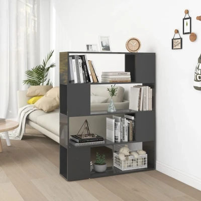 Afbeelding van Boekenkast/kamerscherm 100x24x124 cm hoogglans grijs