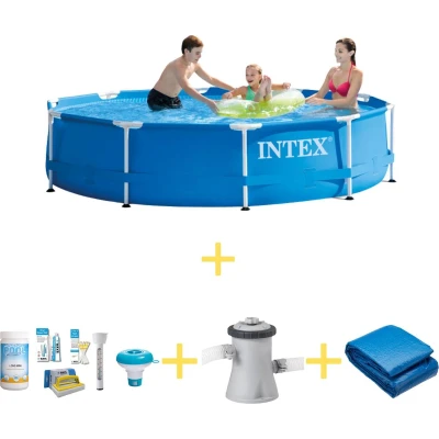 Afbeelding van Intex Zwembad Metal Frame 305 x 76 cm WAYS Onderhoudspakket, Filterpomp &amp; Grondzeil