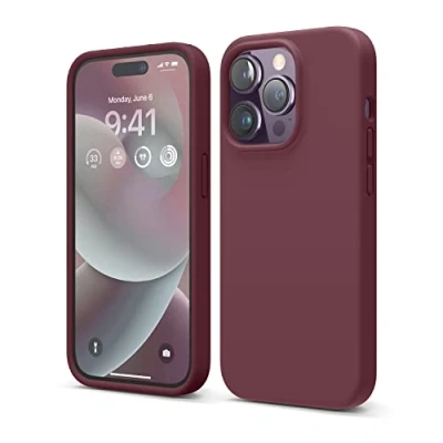 Afbeelding van elago Liquid Silicone Hoesje Compatibel met iPhone 14 Pro Case (6.1&quot;), Premiesilicone, Full Lichaamsbescherming 4 Layer Schokbestendige Geval, Antikras Zachte Microfiber Voering (Bordeaux)
