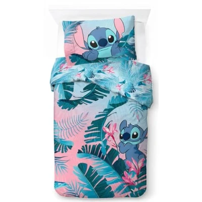Afbeelding van Jay Franco Disney Lilo &amp; Stitch Bloemen 100% Katoen Eenpersoons Dekbedovertrek Set Inclusief 50 x 70cm Kussensloop