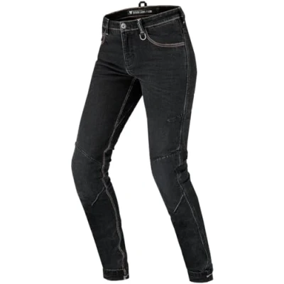 Afbeelding van SHIMA DEVON motorjeans geventileerde elastische slim fit biker motorbroek met FiberQL verstevigingen, CE knie en heupbeschermers, dames, zwart, 30W / 34L