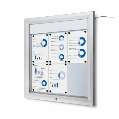 Afbeelding van Vergrendelbaar Notitiebord Outdoor Verlicht Logo 6x A4