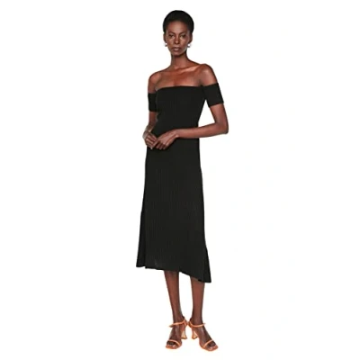 Afbeelding van Trendyol Stone Midi Gebreide Jurk Met Carmen Kraag Twoss22El2388
