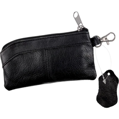 Afbeelding van Langwerpig Sleuteletui Portemonnee Dames Zwart Leren Autosleutel Etui Unisex Sleuteltasje Heren
