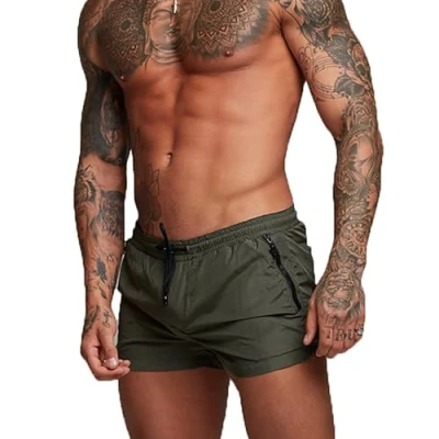 Afbeelding van TMEOG Zwembroek voor heren, zwemshorts, sportshorts, zee boxershorts met zak en trekkoord, Groen, L