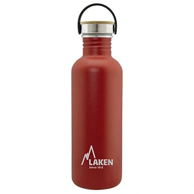 Afbeelding van RVS fles Basic Steel Bottle 750ml ,Bamboo S/S Cap Rood