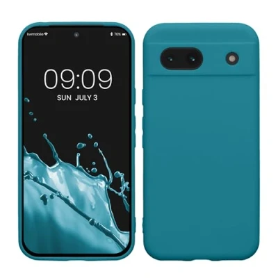 Afbeelding van kwmobile telefoonhoesje geschikt voor Google Pixel 8a Hoesje smartphone Precisie camera uitsnede In mat petrol