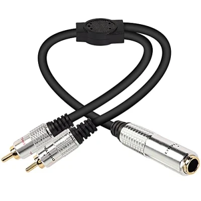 Afbeelding van XMSJSIY 6.35mm naar 2 RCA Splitter Kabel, 6.5mm 1/4 &quot;Vrouwelijke TRS Dual Mannelijke Stereo Audio Connector Draad Adapter 50cm