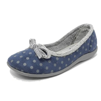 Afbeelding van Sleepers Dames traagschuim pantoffels roze of blauw stippen maat 3 4 5 6 7 8, Blauw, 37 EU